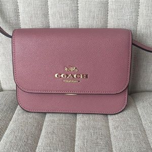 Coach Mini Brynn Leather Crossbody Mauve Pink Purse